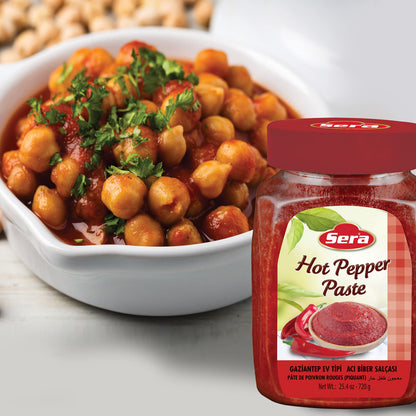 Sera Hot Pepper Paste 25.4 Oz Jar (2 PACK) | No Sugar | No Artificial Preservatives | Add a Unique, Peppery and Spicy Flavor to Your Dishes | Great as a Spread or In Sandwiches!