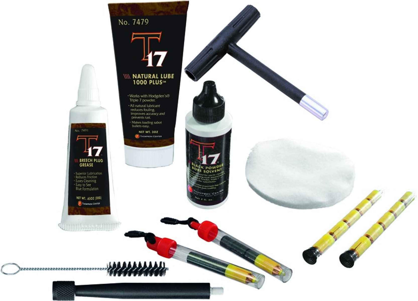Thompson Center T17 Pro Hunter Accessory Kit and Muzzleloader Cleaning Kits with Bore Cleaner, Breech Plug Grease, Jag, and Round Cleaning Patches for Muzzleloader and Black Powder Rifle Maintenance