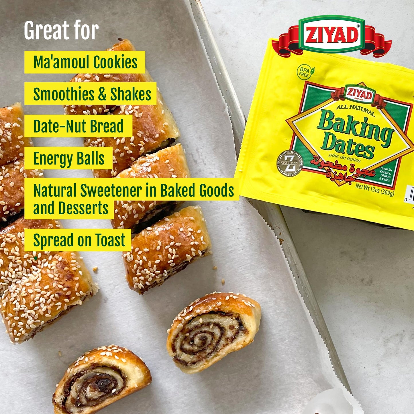 Ziyad Pure Date Paste, No Added Sugar, Spread, Ideal For Baking, Pantry, High Fiber, No Fat, No Preservatives