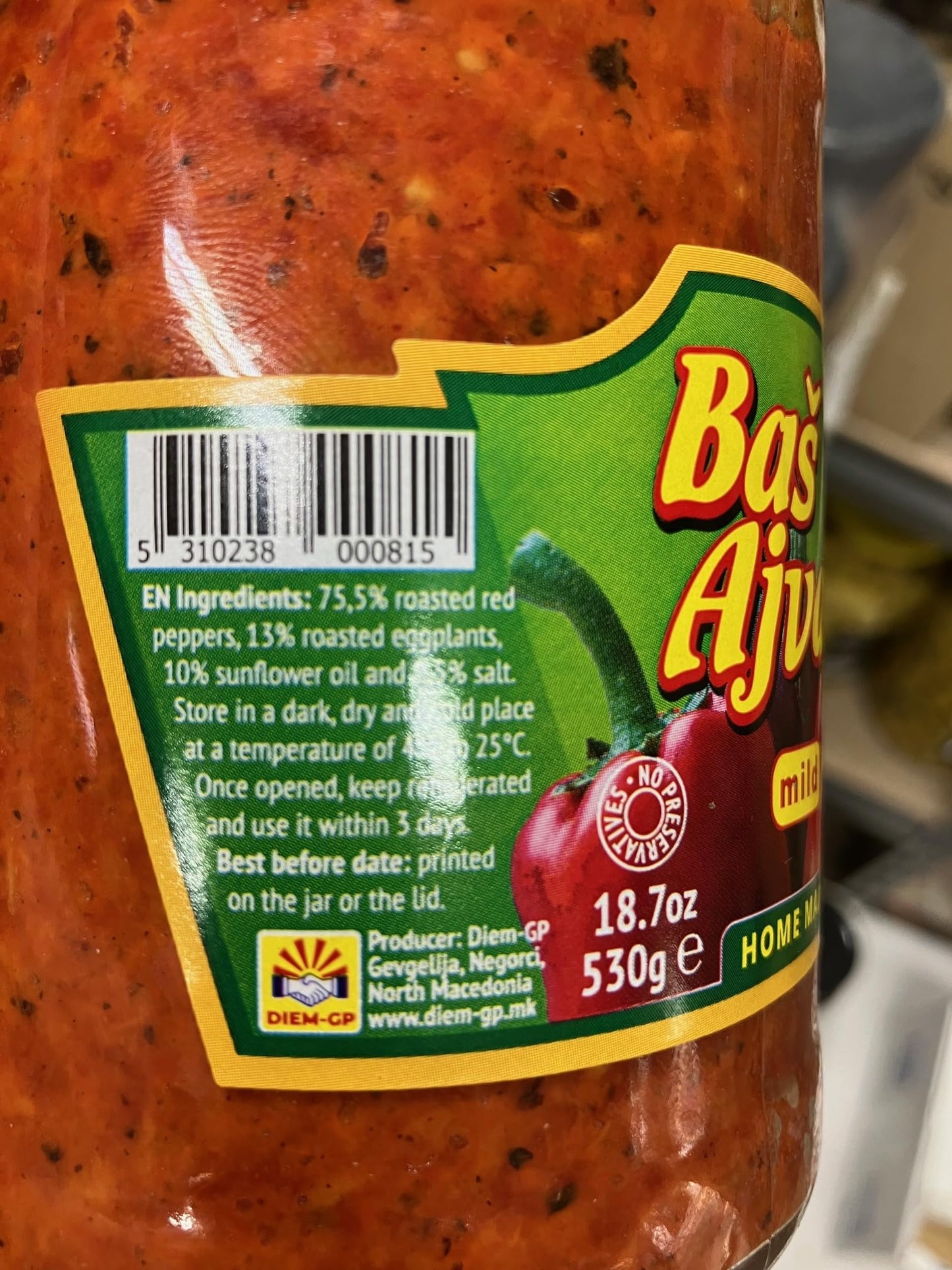 Bas Ajvar MILD 18.7oz (530g)
