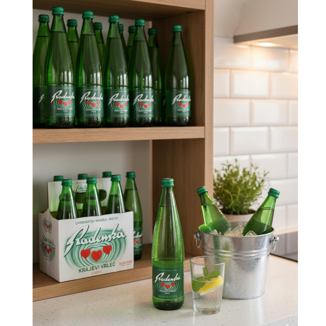 Classic Natural Carbonated Mineral – 1L Glass Bottles, 6 Pack | Sparkling Beverage from Slovenia | Rich in Electrolytes – Calcium, Magnesium, Potassium | Imported Premium Drink