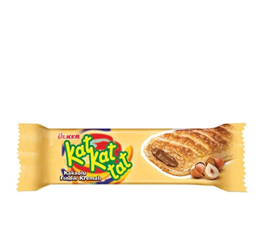 Ulker Kat Kat Tat Puff Pastry With Hazelnut Flavoured Cocoa Cream Filling 28 Gr (24 Pack )
