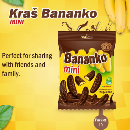Kraš Bananko 120g - Irresistibly Delicious Mini Chocolate Covered Foam Bananas - Treat Yourself to Every Bite of Sweet Bliss! Pack of 5