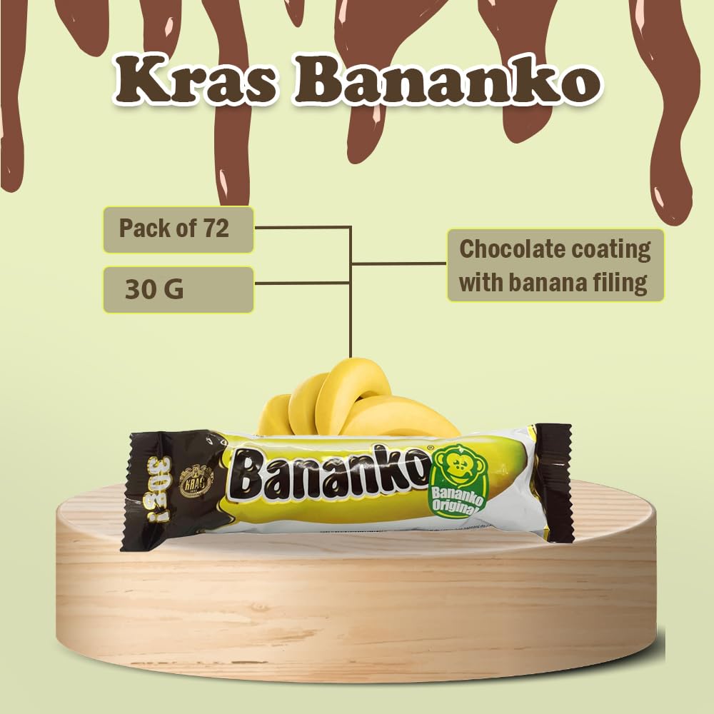 Kraš Bananko 120g - Irresistibly Delicious Mini Chocolate Covered Foam Bananas - Treat Yourself to Every Bite of Sweet Bliss! Pack of 5
