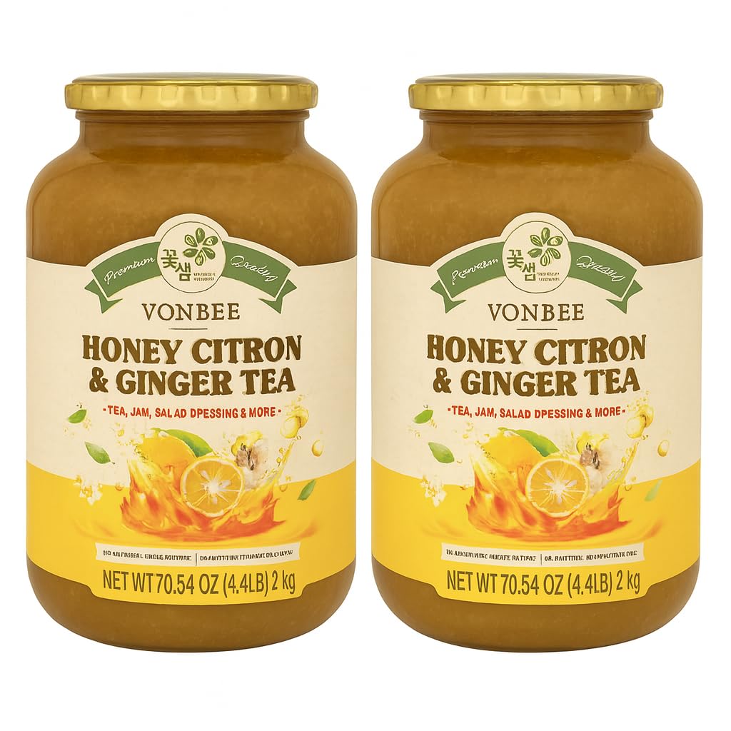 VONBEE HONEY CITRON & GINGER TEA 4.4 Lb Two Pack