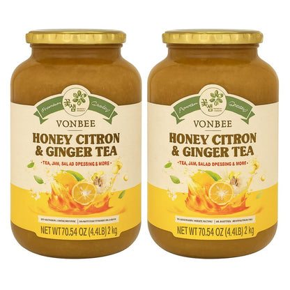 VONBEE HONEY CITRON & GINGER TEA 4.4 Lb Two Pack