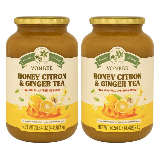 VONBEE HONEY CITRON & GINGER TEA 4.4 Lb Two Pack