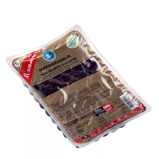 Marmarabirlik Black Olives, Natural Mediterranean Pickled Olive, Healthy Snacks for Salads & Mezze, Platter of Fresh Food, Vegan, Kosher, Halal, Olives Individual Packs, 17.6oz (500g)