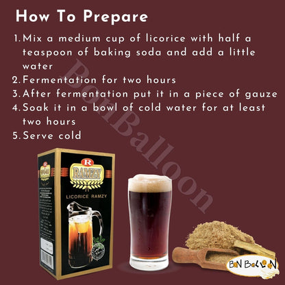 bonballoon 100 Organic & Natural Pure Fine Premium Licorice Ramzy Ready To Mix Drink Raw Glycyrrhiza Glycyrrhizin Glabra Egyptian Tea Herbal Spices Herbs (1Pack = 7.05oz 200gm)