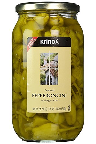 Krinos Imported Pepperoncini in Vinegar Brine, Bold Flavor, Crunchy, Ready to Eat – 1.14lb Jar