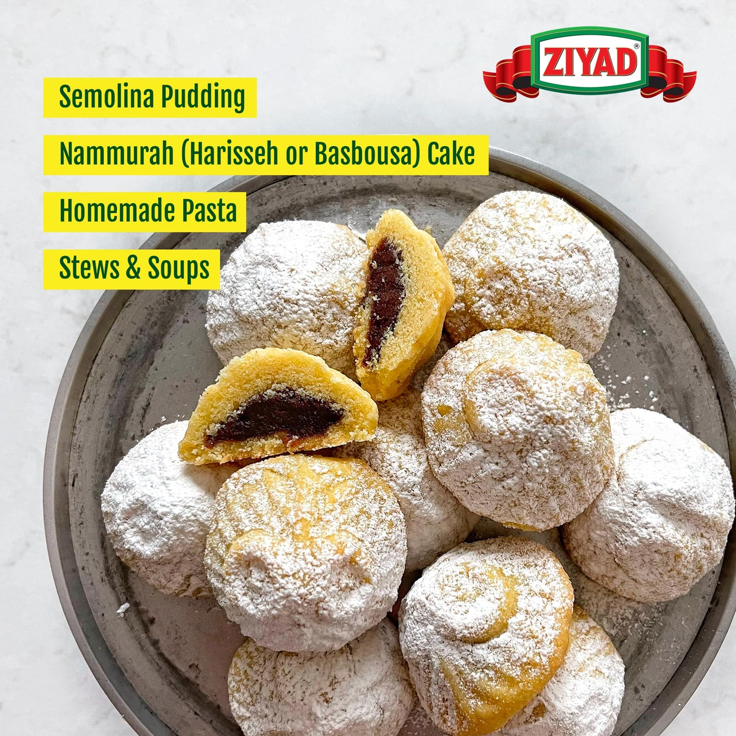 Ziyad Semolina Wheat, Smeed, Semolina Flour, Perfect for Stews, Soups, Gravy, Baking Breads, Biscuits, Pizza Crust with Low Fat, High Protein, High Fiber