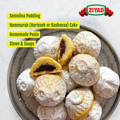 Ziyad Semolina Wheat, Smeed, Semolina Flour, Perfect for Stews, Soups, Gravy, Baking Breads, Biscuits, Pizza Crust with Low Fat, High Protein, High Fiber