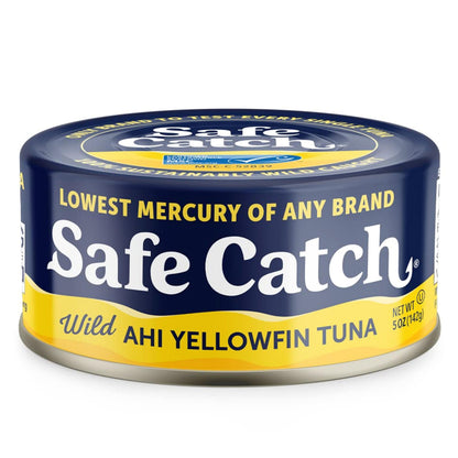 Safe Catch Wild Ahi Yellowfin Tuna Fish, Wild Caught, Lowest Mercury, Lean Protein, Omega 3, Gluten-Free, Kosher