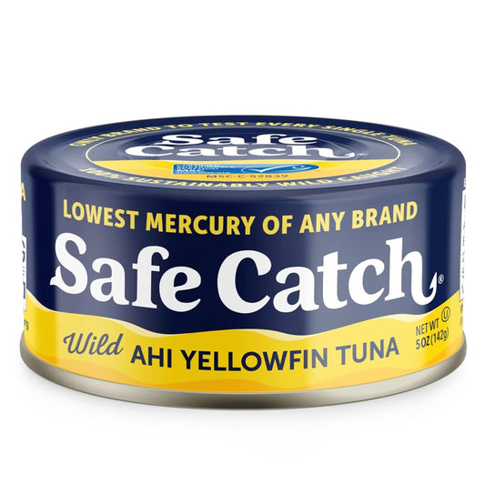 Safe Catch Wild Ahi Yellowfin Tuna Fish, Wild Caught, Lowest Mercury, Lean Protein, Omega 3, Gluten-Free, Kosher