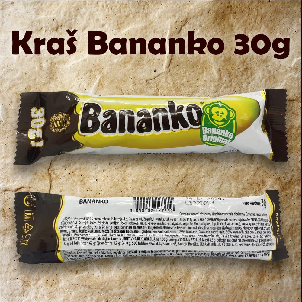 Kraš Bananko 120g - Irresistibly Delicious Mini Chocolate Covered Foam Bananas - Treat Yourself to Every Bite of Sweet Bliss! Pack of 5