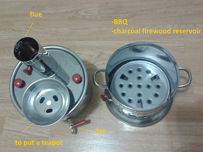 Samovar Charcoal Water Heater 4l /150 Oz Boat Camping Hiking Hunting Kettle BBQ