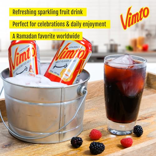 Vimto Sparkling Fruit Flavored Drink, Flavored with Natural Extracts of Blackcherry, Rasberry Juice and Herbs