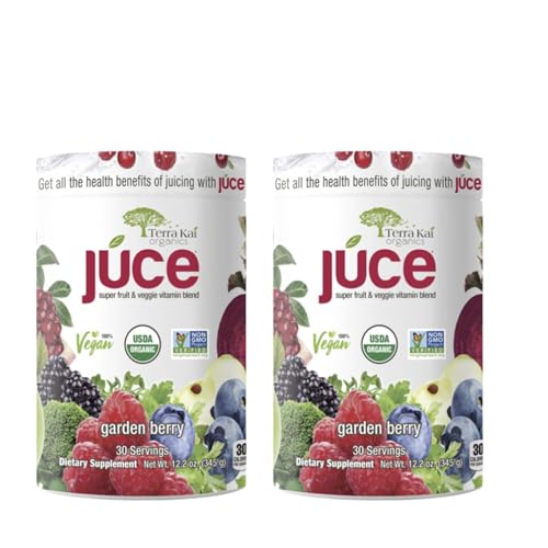 Terra-Kai Organics Juce Super Fruit and Veggie Blend Drink, 12.2-Ounce Garden Berry, 30 Servings, Greens Powder, Green Juice Powder, Super Food, Greens Drink (Pack 2)