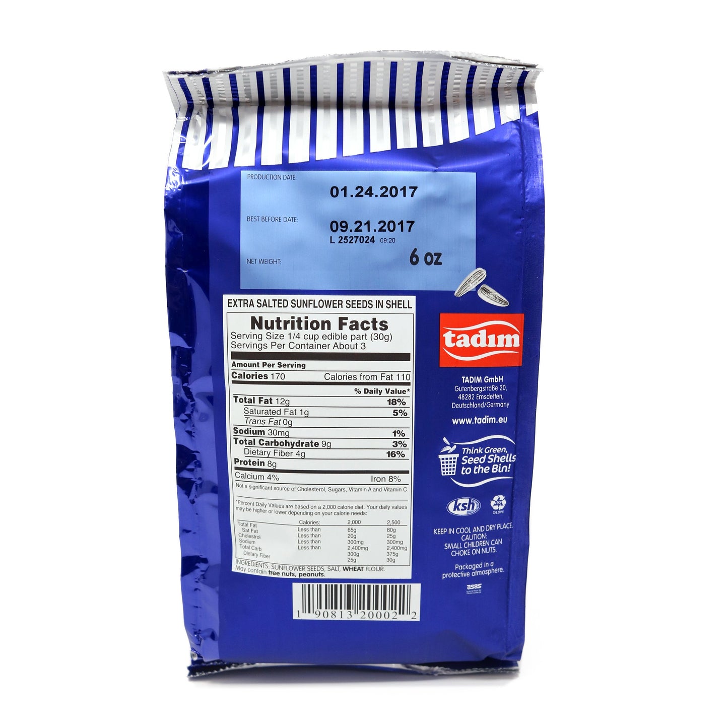 Tadim Sunflower Seeds 170 Gr / 6 Oz (Extra Salted, Pack of 2)