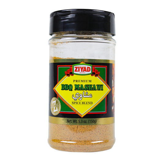 Ziyad Shaker Premium BBQ Mashawi Spice Blend, Salt-Free, Vegan, Vegetarian, No Colors, No Additives, No Preservatives, Smoky BBQ Middle Eastern Spice Mix! 5.3oz