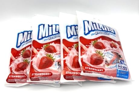Real Milk Candy MilkitaMilky Creamy Strawberry Candy - Indulge in Creamy Delight with Bursting Strawberry Flavor – 3.52oz (pack of 4)
