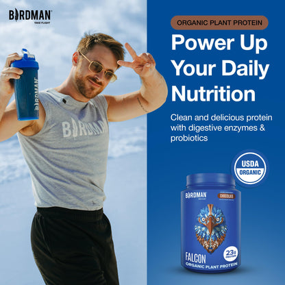 BIRDMAN Falcon Vegan Protein Powder Organic, Stevia & Sugar Free, Plant Based Protein, Low Carb, Dairy Free, Keto, Non Whey Protein, Probiotic, Pea Protein | Vanilla Flavor