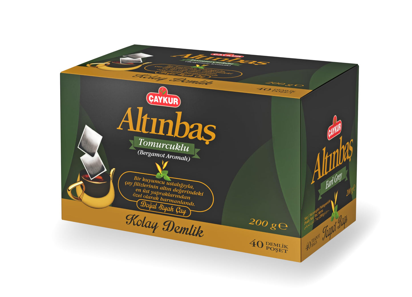 ÇAYKUR Altınbaş Bergamot Teapot Bags Turkish Black Tea, Premium Upper Leaf & Early Harvest Selection, Earl Grey